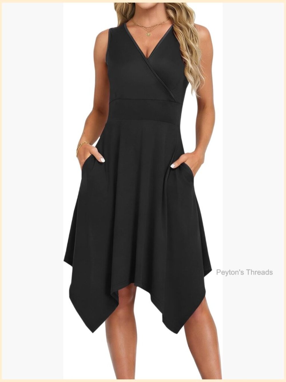 Casual V Neck Wrap Asymmetrical Sundress With Pockets